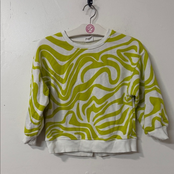 Zara Lime and White Abstract Sweatshirt - Picture 1 of 2